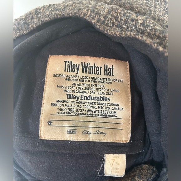 The Tilley Winter Hat Tuckaway Ear Flaps Earlap Wool Tweed Endurables Size 7 3/4 - Picture 6 of 7